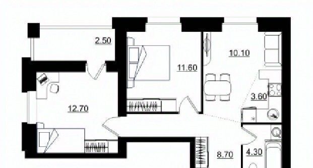планировка квартиры 53 м2